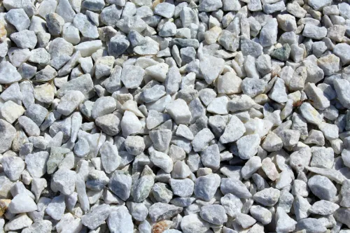 White crushed stone used for landscaping