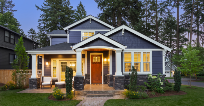 Front of a home after a landscape remodel